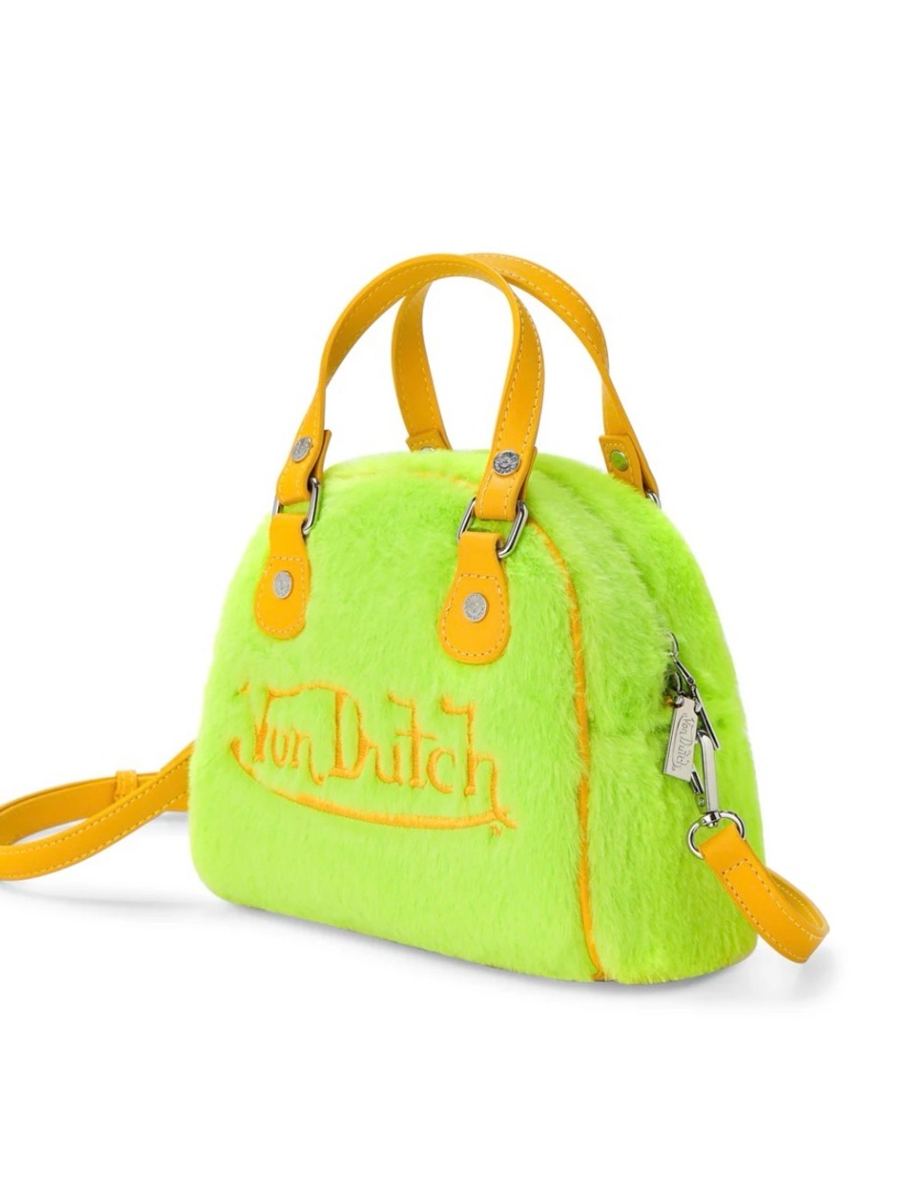 New Von Dutch Women's Furry Bowling Bag Purse Handbag with Shoulder Strap - Picture 4 of 16